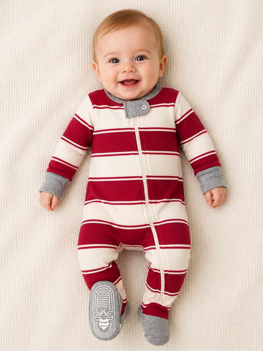 BURT’S BEE ORGANIC COTTON RUGBY SLEEP & PLAY - VARIOUS SIZES (NEW WITH TAGS) A2